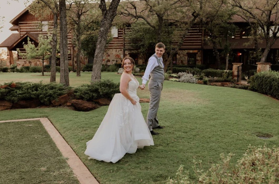 Bride and groom at Denton wedding venue